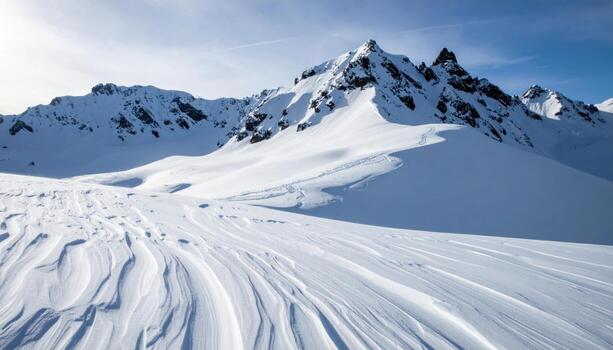 Windrow hay arcs drying under thin cloud big sky band wallpaper background representing rural agriculture pattern suitable for natural landscape design and editorial layouts photo