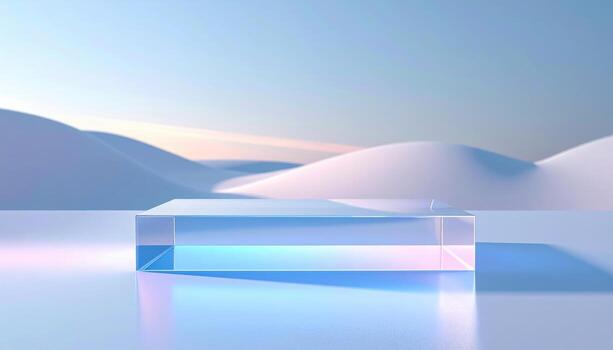 Frosted acrylic edge glow against pale surface smooth neutral field representing refined material backdrop suitable for clean product and branding design photo