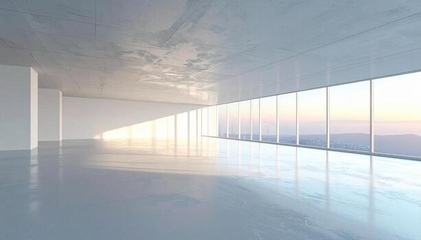 Light-well perimeter with soft window glow clean ceiling plane representing architectural interior cutout suitable for modern minimal and editorial design photo