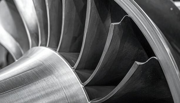 Close up of labyrinth seal ridge geometry on impeller hub graphite tones representing machinery seal detail suitable for industrial engineering design photo