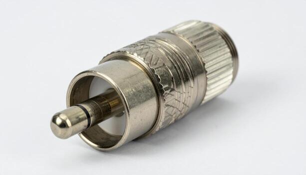 SMA coax connector knurl and thread crest neutral background no brand representing RF connector detail suitable for electronics product design photo