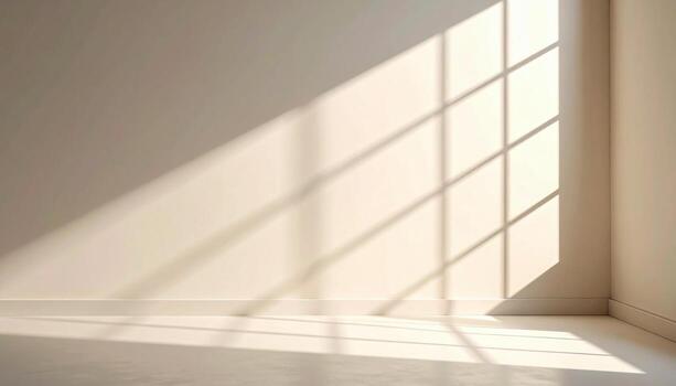 Diffused window grid shadow over matte wall calm modular background wallpaper representing interior light pattern suitable for modern minimal and editorial design photo