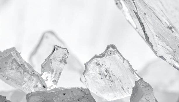 Sea salt flake fracture in minimalist high key studio representing culinary crystal texture suitable for food packaging and editorial design photo