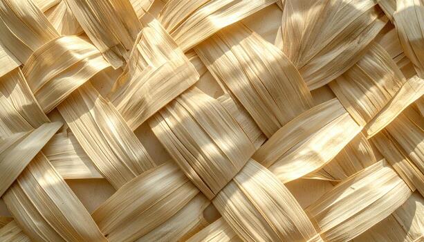 Palm leaf braid panel with soft shadow drift organic grid background ready representing sustainable craft texture suitable for eco product and branding design photo