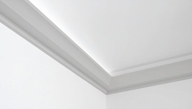 Smooth plaster reveal edge meeting soft ceiling wash modern neutral field representing architectural wall detail suitable for clean interior editorial design photo