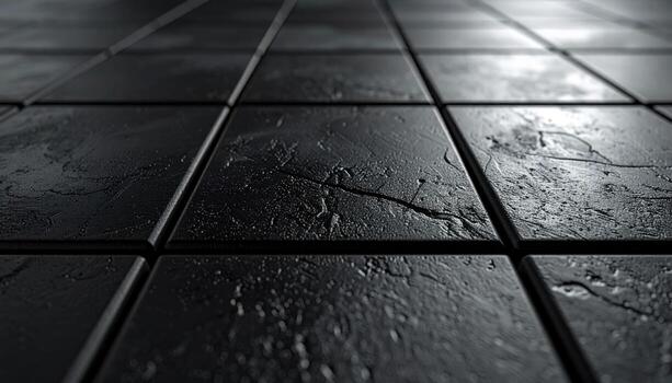 Smooth rubber floor squares with barely visible joints charcoal minimal field representing resilient flooring texture suitable for modern interior and product design photo