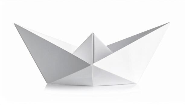 Weighing paper boat folded cleanly isolated on white clean studio macro lab supply with copy space for measurement science and education photo