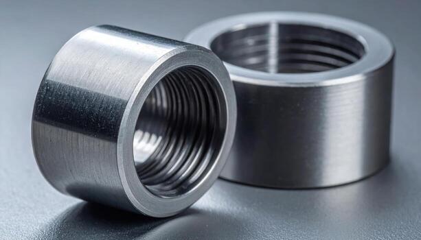 macro dos pedazo eje collar con enchufe empulgueras ligeramente aflojado cepillado metal terminar limpiar técnico antecedentes con Copiar espacio para catalogar modelo y Ingenieria diseño foto