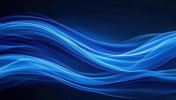 Minimal wave pan blur with horizontal blue streaks upper third empty calm motion background for clean design photo