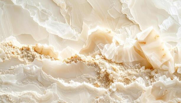 Polished quartz aggregate with sparse sparkle neutral beige top copy space refined hospitality stone background photo