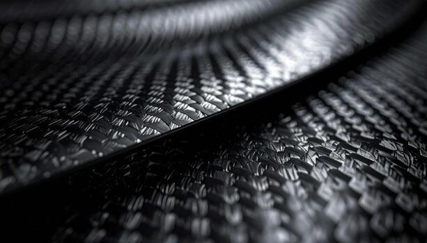 Carbon fiber twill weave with clean speculars and right side copy space sleek high tech texture background photo