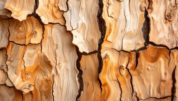 Cork bark surface with deep fissures earthy warmth and upper copy field natural material texture background photo