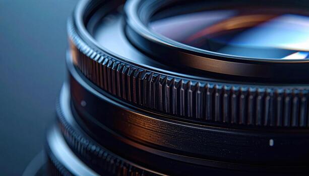 Fresnel lens rings with controlled reflections and left margin copy space clean optical background photo