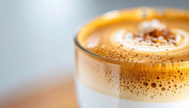 Latte microfoam gradient creamy smooth field with central copy space cozy cafe beverage background photo