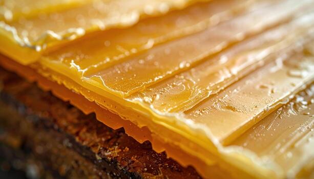 Layered encaustic wax brushed in parallel soft sheen with central copy space refined art texture background photo