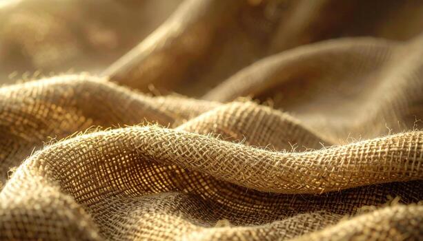 Raw hemp canvas weave desaturated tan soft sidelight and upper third empty craft aesthetic clean textile background photo