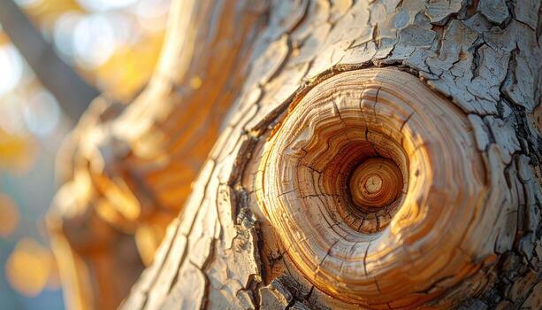 Ginkgo bark whorls with shallow valleys soft daylight central copy space representing natural tree texture suitable for wellness decor and editorial use photo