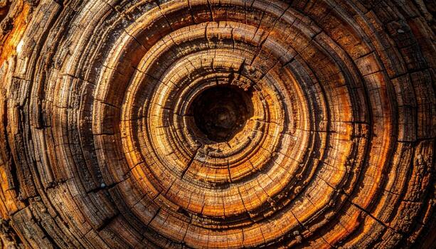 Weathered cork oak bark plates with deep shadows earthy browns central copy field representing natural bark suitable for decor packaging and design photo