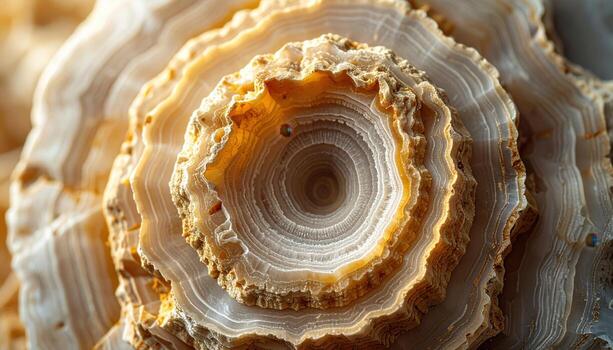 Oolitic limestone cross section tiny concentric grains soft sidelight top copy representing sediment texture suitable for geology education decor and design photo