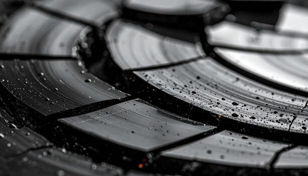 Obsidian conchoidal fractures glossy black arcs right side copy representing volcanic glass suitable for geology decor and premium design photo