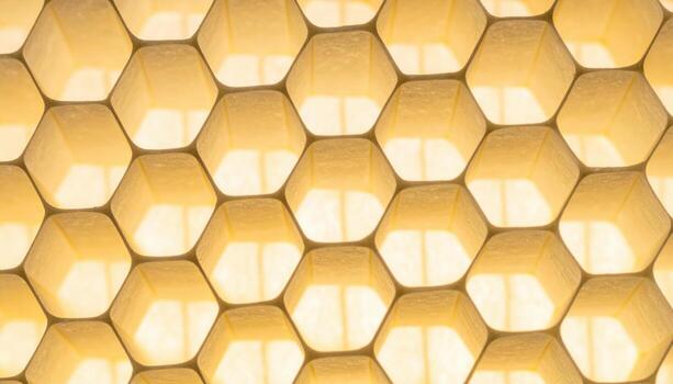 Paper honeycomb panel cross section clean geometry top copy representing lightweight core suitable for packaging architecture and product design photo