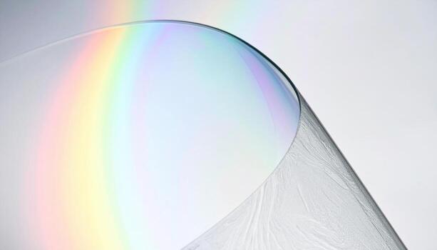 Thin film interference on coated glass faint rainbow sweep with top copy field representing optics pattern suitable for technology science and abstract design photo