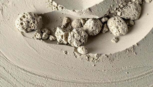 Volcanic tuff with embedded pumice fragments neutral beige greys natural base representing geology surface suitable for architecture decor education and design photo