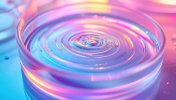 Agar Petri dish striations in pastel tones under top light central copy field representing clean lab texture suitable for science design photo