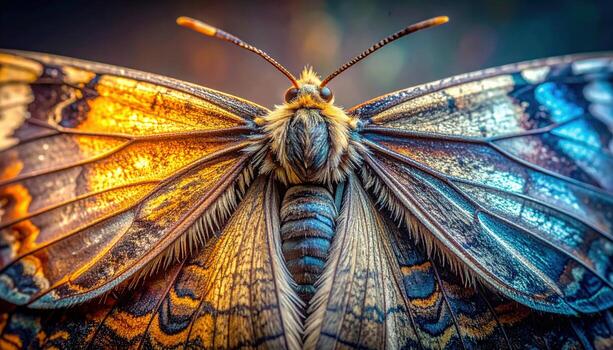 Moth wing scales forming soft gradients low contrast central copy representing lepidoptera micro texture suitable for nature science and design photo