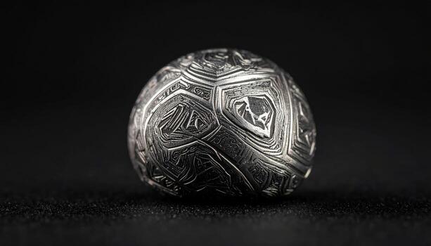 Meteorite etched widmanstatten pattern cool metallic clean center representing space material suitable for science education and modern design photo