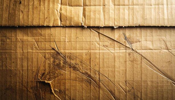 Outer liner scuff marks on shipping carton raking light right side copy representing packaging wear suitable for ecommerce logistics and design photo