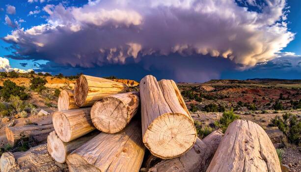 petrificado madera registros debajo tormenta ligero polarizado cielo terroso saturación contenido representando antiguo fósil bosque textura y Rico mineral color adecuado para viaje caracteristicas museo educación foto