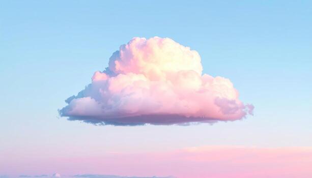 Pileus cap cloud glowing above small cumulus calm pastels with open lower copy space representing graceful sky physics and rare weather form suitable for science education travel inspiration photo