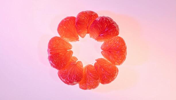 Oroblanco grapefruit membranes backlit to translucence pastel palette for wellness layouts refined citrus texture for editorial menus and clean backgrounds photo