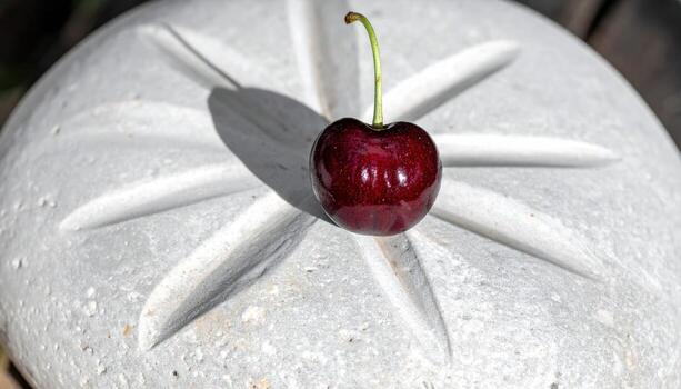 pitanga Surinam Cereza crestas crear pequeño estrella oscuridad en pálido Roca suave Hazme ligero refinado tropical todavía vida para editorial menús y moderno diseño foto