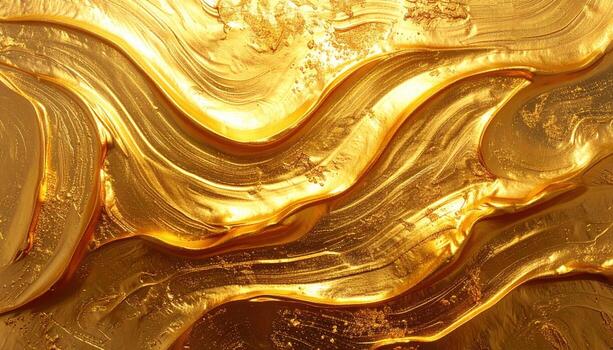 Opulent golden waves flow smoothly, reflecting light with a luxurious sheen, creating an abstract background perfect for high-end designs and artistic projects. photo