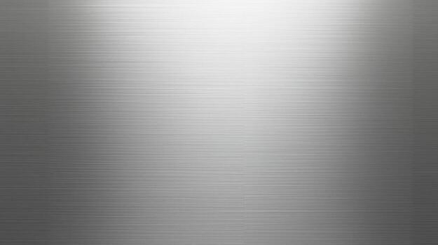 Elegant silver metallic surface shines with a subtle horizontal brushed texture, creating a cool and industrial look, suitable for backgrounds and designs. photo
