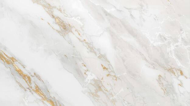 The beautiful white marble background features natural light gray and gold veining patterns, creating a luxurious and elegant surface texture for design applications. photo