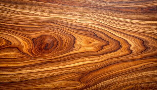 Warm brown wood grain swirls gracefully across the surface, showcasing the intricate patterns and natural beauty of the timber in exquisite detail, creating texture. photo