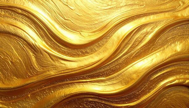 Luxurious gold texture with flowing, swirling patterns creates a mesmerizing and opulent surface perfect for elegant backgrounds and decorative elements in design. photo