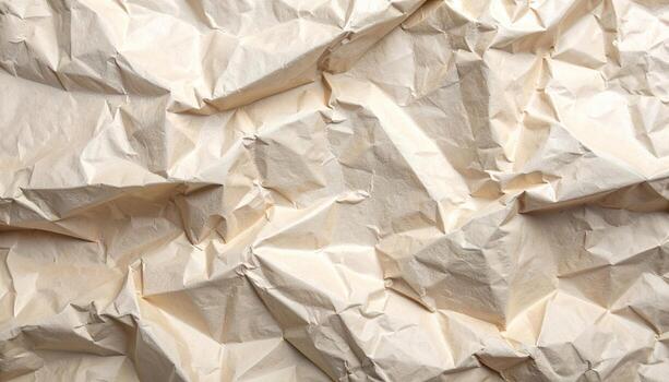 Intricate texture of creased parchment paper displays complex shadows and highlights, ideal for adding depth and tactile realism to graphic designs and backdrops. photo