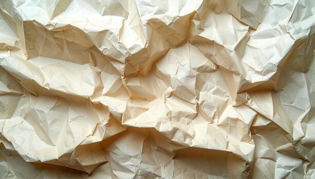 An abstract close-up shows light tan crumpled paper creating a textured surface that could be used for backgrounds or graphic design projects wonderfully indeed. photo
