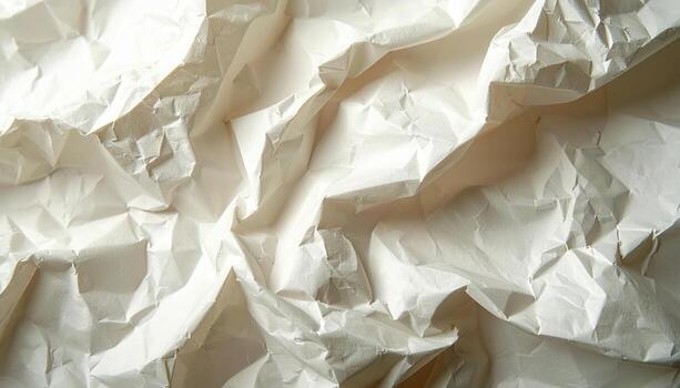 The beautiful texture of crumpled white paper catches the light, creating interesting shadows and patterns, perfect for a background or artistic element project. photo