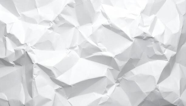 A textured surface showcases the beauty of crumpled white paper with its captivating patterns of shadows and highlights, creating an abstract artistic backdrop. photo