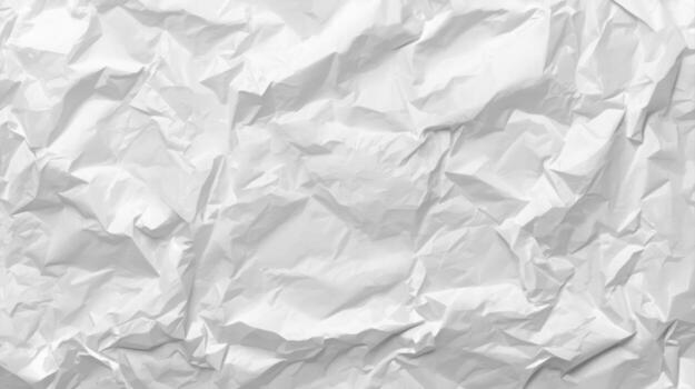 Abstract background showcasing a highly detailed crumpled white paper texture, creating a dynamic and visually interesting pattern, ideal for design overlays and backdrops. photo