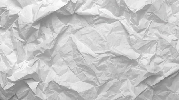 The abstract texture of crumpled white paper shows a random pattern of folds and creases, providing a versatile backdrop for graphic design projects and presentations. photo