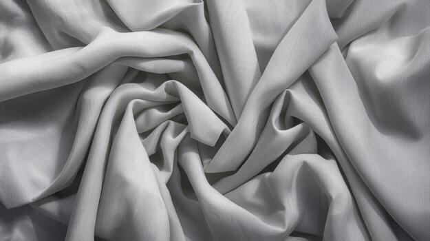 The soft, neutral gray fabric drapes elegantly with subtle folds and curves, creating a smooth, flowing texture that adds depth and visual interest beautifully. photo