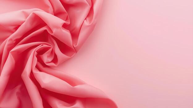 Delicate pink fabric drapes softly across the frame, its gentle curves and flowing lines creating an inviting texture against a smooth, light pink backdrop area. photo