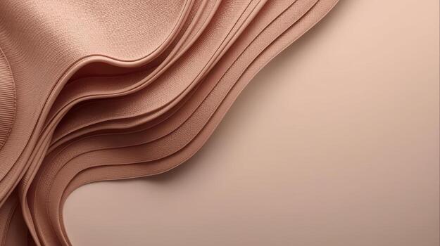 Abstract beige fabric waves elegantly, creating a soft and luxurious texture with delicate folds and smooth curves, providing a serene and sophisticated backdrop. photo