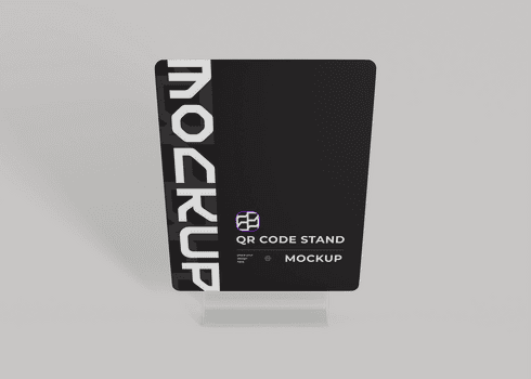 qr codice In piedi modello per tavolo Schermo psd
